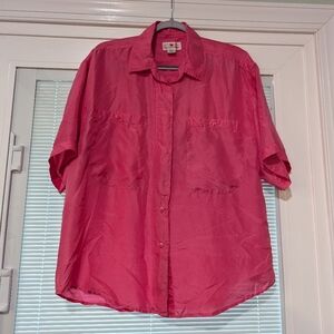 Vintage Neon Pink 100% Silk Shirt Size Large